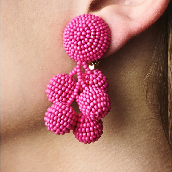 Sachin + Babi Jewelry - Sachin + Babi Fuschia Hand-Beaded Mini Coconuts Clip-on Earrings